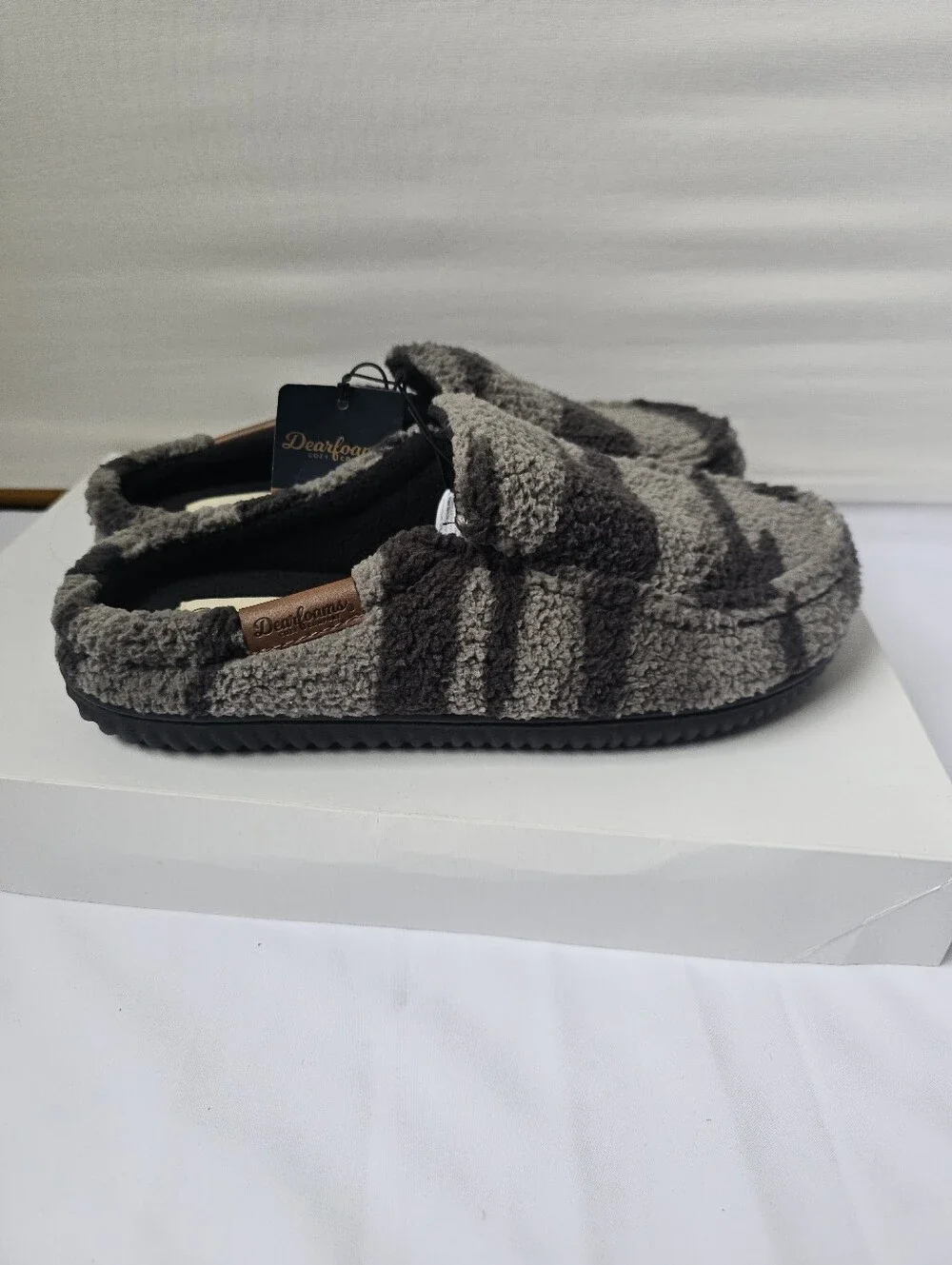 Dearfoams Men's Clog Slippers Gel Infused Memory Foam Camo Grey Size S 7-8 NWT
